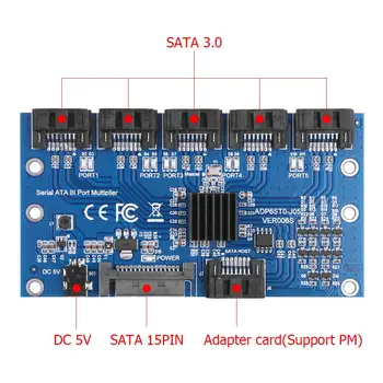 PCI-E Express SATA3.0 Card de Expansiune de la 1 la 5 Port Placa de baza 6Gbps Multiplicator de Port SATA Riser Card Adaptor pentru HDD de Calculator