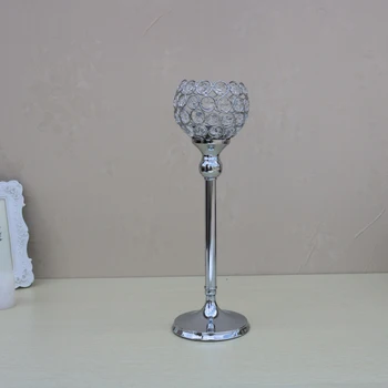 PEANDIM Argint, sfesnice din Metal 30 cm 35 cm 40 cm Stand de Cristal Sfeșnic Lumânare Lanternă Masă Florale de Nunta Deco Ideea