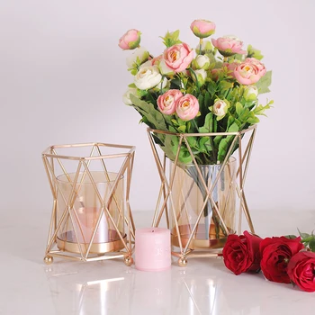 PEANDIM Aur Suport de Lumanare Elegant Vaza de Flori Petrecere de Nunta de Masă Florale Lumanari Decor Acasă Stand de Flori