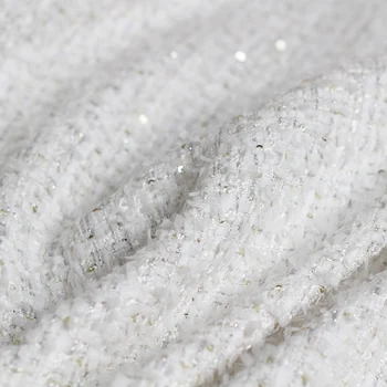 Pearlsilk Franța Alb Sequin Tweed Sacou Toamna Rochie De Costume De Îmbrăcăminte Materiale De Cusut Pânză Pătrat ping