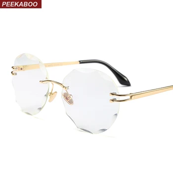 Peekaboo fara rama ochelari de vedere femei fără ramă 2018 metal obiectiv clar cadru rotund ochelari rame pentru femei fără ramă înaltă calitate