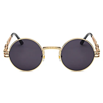 Peekaboo vintage retro gothic steampunk oglindă ochelari de soare de aur și negru, ochelari de soare vintage rotund cerc de oameni UV gafas de sol