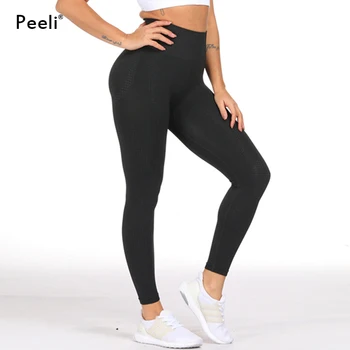 Peeli Talie Mare fără Sudură Jambiere pentru Sport Femei cu Push-Up Sport Jambiere Burtica Control Pantaloni de Yoga de Funcționare Elastic Antrenament Colanti