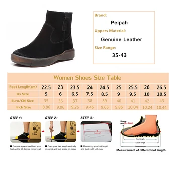 PEIPAH 2020 Toamna Iarna Scurte pentru Femei Cizme Femei din Piele Pantofi pentru Femei Platforma Glezna Cizme de sex Feminin de Vacă Pantofi de piele de Căprioară