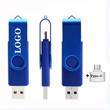 Pen Drive OTG de Tip C USB 3.0 Flash Drive 360° Rotativ de Metal Stick Usb 16GB 64GB 128GB PenDrive 32GB Memoria Usb Gratuit Logo-ul Cadou