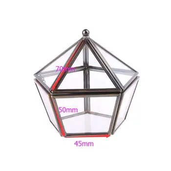 Pentagonul Geometrice Clare De Sticlă, Inel Cutie De Bijuterii Colier De Depozitare Decor