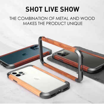 Pentru Apple IPhone 12 pro 11 PRO X XS MAX XR Se 2020 7 8 Mini Caz de Aluminiu, bara de Metal+ lemn Telefon rezistent la Socuri Acoperirea shell