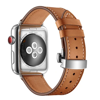 Pentru Apple Watch Band din Piele smartch-ul Ceas Apple Watch 6 5 4 3 2 1 SE Fluture Incuietoare Curea pentru iWatch 44mm 40mm 42 38