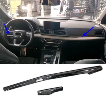 Pentru Audi Q5 FY 2018 2019 LHD Fibra de Carbon, Masina Arata Interior Fata Consolei de Bord Capacul Ornamental Autocolant Semifabricate Banda 2 buc