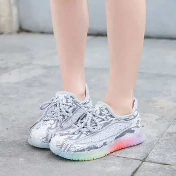 Pentru copii pantofi pentru Copii de zbor țesute adidasi fete curcubeu jos pantofi 2020 toamna noua roșu net respirabil adidasi casual