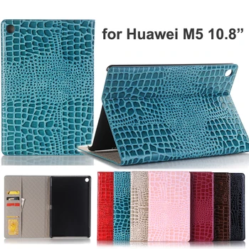 Pentru Huawei Mediapad M5 10.8 Lux Crocodil din piele portofel caz,Croco husa pentru tableta funda pentru Huawei M5 10.8 inch cu Slot pentru card