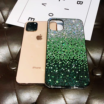 Pentru iPhone 11 Pro Max X XS XR 6S 7 8 Plus 12 Cazul Femeilor Sclipici Rhinestone Bling Degrade Diamant Acoperi Spumante Barei de protecție Cadru