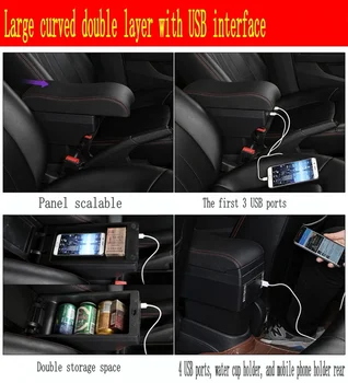 Pentru Peugeot 208 cotiera cutie centrală a Stoca conținut cutie cu suport pentru pahare scrumieră produse de decor Cu USB interfac