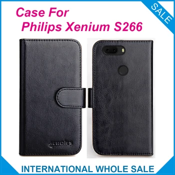 Pentru Philips Xenium S266 Caz 6 Culori Flip Sloturi Portofel Din Piele De Cazuri Pentru Philips S266 Acoperi Sloturi Telefon Sac De Card De Credit