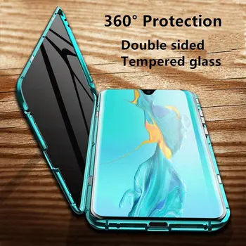 Pentru Samsung A51 A71 A715F 2020 Caz Laturile Duble de Sticlă, de Metal Magnetic Caz Pentru Samsung A71 A51 5G Anti-peeping de confidențialitate Acoperă