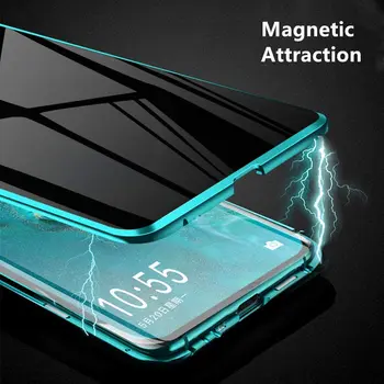 Pentru Samsung A51 A71 A715F 2020 Caz Laturile Duble de Sticlă, de Metal Magnetic Caz Pentru Samsung A71 A51 5G Anti-peeping de confidențialitate Acoperă