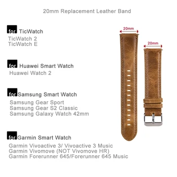 Pentru Samsung Galaxy 42mm Eliberare Rapidă 20mm din Piele Ceas Banda Curea pentru Garmin Forerunner 645/Vivoactive 3 Ceas Inteligent