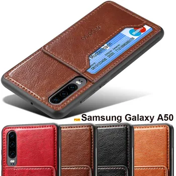 Pentru Samsung Galaxy A20 A30 A60 A70 Caz Silicon Bara Card Suport Auto Magnetic din Piele A50 A50S A505F Acoperi