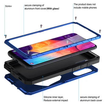 Pentru Samsung Galaxy A50 A51 M51 Telefon Caz Greu Metal Aluminiu cu Capac Sticla Silicon Cover Pentru Galaxy A71