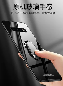 Pentru Samsung Galaxy S10 Plus Caz Greu de Sticla Cu Suport de Magnet Inel de Protecție Capacul din Spate Caz pentru samsung s10e s10plus