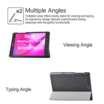 Pentru Samsung Galaxy Tab a 8.0 SM-T350 T355 P350 P355C Cover Stand Piele Pu tabletă Auto Wake/Sleep Caz+folie de protectie+Pen