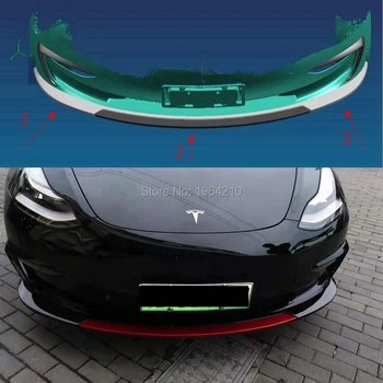 Pentru Tesla Model 3 2017 2018 2019 2020 ABS Bara Fata Difuzor Barele de protecție Protector grilajul Placa Antiderapare a Barei de protecție Acoperă 3Pcs