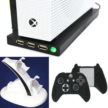 Pentru un Xbox Slim One S Ventilatorului de Răcire de Bază Titularul Cooler Stand Vertical W/ Încărcare Stație de Andocare Încărcător husa Silicon X-one S