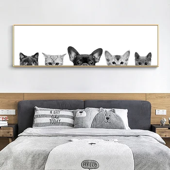 Pepinieră de Arta de Perete Animale Copil Postere si Printuri Drăguț Pisică Câine Tablouri Canvas Moderne Poze de Perete pentru Camera Copii loc de Joacă pentru Decor