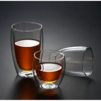 Perete dublu ceașcă de sticlă rezistente la Căldură de sticlă ceașcă de cafea cu Whiskey Pahar de ceai ceașcă halbă de bere 80ml capacitate cupa de sticla împușcat drinkware