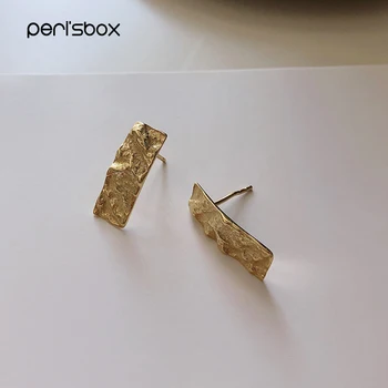 Peri ' sbox cu Ciocanul de Aur Cercei Stud pentru Femei Argint 925 Neregulate Cercei Minimalist Dreptunghi Geometrice Cercei