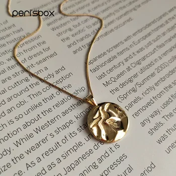 Peri ' sbox Moda Argint 925 Delicate de Aur cu Ciocanul Disc Colier de Monede de Aur Coliere Minimalist Stratificare Femei Colier