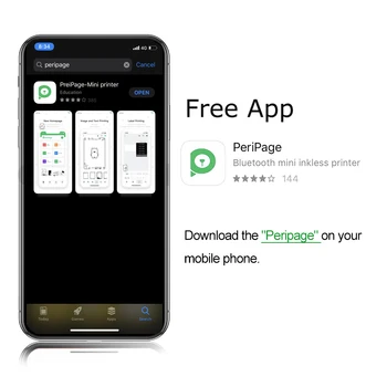 PeriPage Mini Portabil, Imprimantă Termică Pocket Photo Printer Conexiune Bluetooth Cu Telefonul Mobil Android iOS 58mm 203 DPI