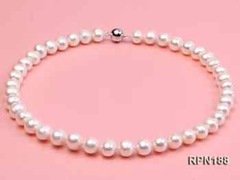 Perle unice Magazin de bijuterii Fermecător 8-9mm Culoare Alb Natural de apă Dulce Pearl Colier cu Incuietoare cu Magnet