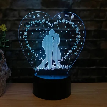 Persoană 3d Lampa Modele Personalizate Te Iubesc Lampă de Masă Pentru Dormitor Sărut Romantic Cadou de Nunta Colorate Touch 3d Led Lampă