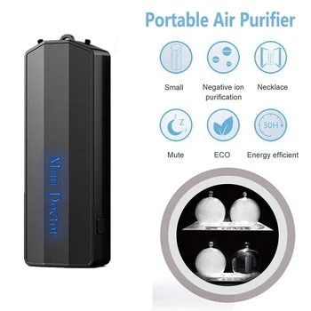 Personal Portabil Purificator de Aer Colier USB Mini Portabil Odorizant de Aer Ionizator Generator de Ioni Negativi pentru a Călători Negru