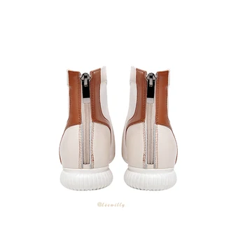 Personalitate de Primăvară Plasă de Cizme Femei Indesata Rotund Pantofi cu Toc 2021 Stil coreean Iarna Mozaic Glezna Slide-uri de femei Cizme de Plasă