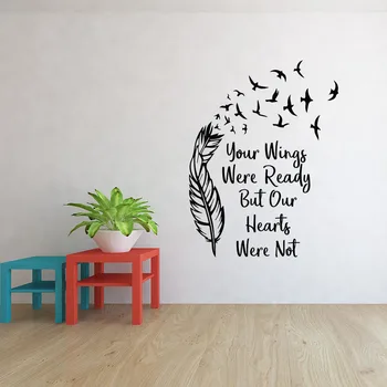 Personalitate sloganul abstract pene cu pasăre care zboară de vinil autocolante de perete acasă living dormitor art creative autocolant