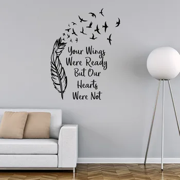 Personalitate sloganul abstract pene cu pasăre care zboară de vinil autocolante de perete acasă living dormitor art creative autocolant