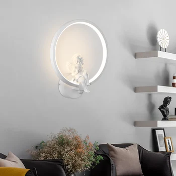 Personalitate înger minunat dormitor noptieră cu lampă cu led-uri lampă de perete Nordic modern, simplu coridor creative lampă de noptieră