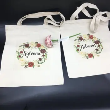 Personaliza logo-ul de Nunta petrecere a burlacelor florale Canva saci de onoare Tote Pungi domnisoara de onoare propunerea saci de umăr cadouri