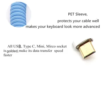 Personalizat Face Singur cu Mâneci animale de COMPANIE arc Spiralat Tip C Mini Micro Cablu USB pentru Tastatură Mecanică Cablu Cu GX12 GX16 Aviator
