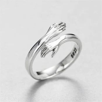 Personalizat Numele Real Argint 925 mâinile îmbrățișare Geometrice personalizate Inel Pentru Femei de Moda Minimalist Accesorii Cadou