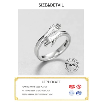 Personalizat Numele Real Argint 925 mâinile îmbrățișare Geometrice personalizate Inel Pentru Femei de Moda Minimalist Accesorii Cadou