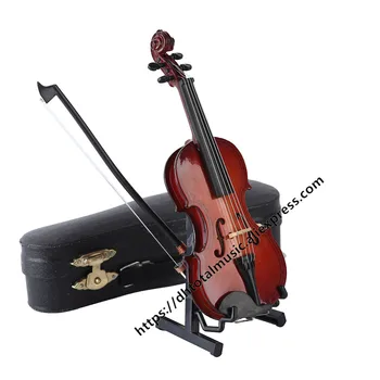 Personalizate Miniatură Vioara Model Replica cu Stand și Cazul Păpuși Accesorii Mini Instrument Muzical Ornamente
