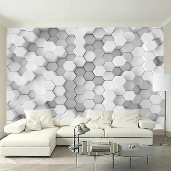 Personalizate Orice Dimensiune 3D Tapet Modern, Creativ Alb Hexagon Mozaic Geometrice Foto Hârtie de Perete Camera de zi Dormitor Pictură Murală