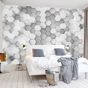Personalizate Orice Dimensiune 3D Tapet Modern, Creativ Alb Hexagon Mozaic Geometrice Foto Hârtie de Perete Camera de zi Dormitor Pictură Murală