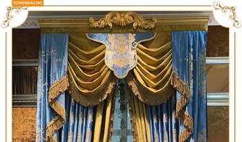 Personalizate perdele de lux Europene neo-clasică villa blue vraja aur, catifea, broderie, pânză opace perdeaua de tul valance B368