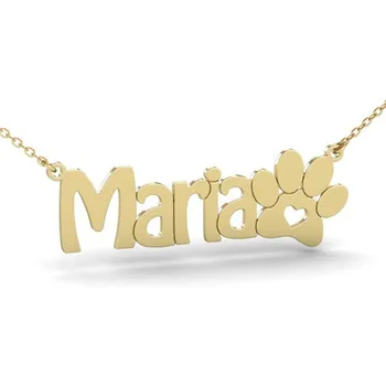 Personalizate Personalizate Numele Coliere Pentru Femei Barbati Cu Labă De Câine De Aur De Culoare Argintie Din Otel Inoxidabil Lanț Colier Pandantiv Bijuterii