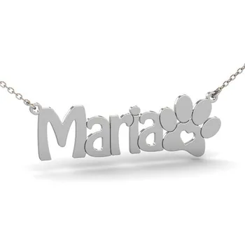 Personalizate Personalizate Numele Coliere Pentru Femei Barbati Cu Labă De Câine De Aur De Culoare Argintie Din Otel Inoxidabil Lanț Colier Pandantiv Bijuterii