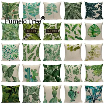 Personalizate Plantelor Față De Pernă Copac Verde Pernă Acoperă Verde Perne Decorative De Flori Pentru Canapea Masina Cactus Personalizate Perna